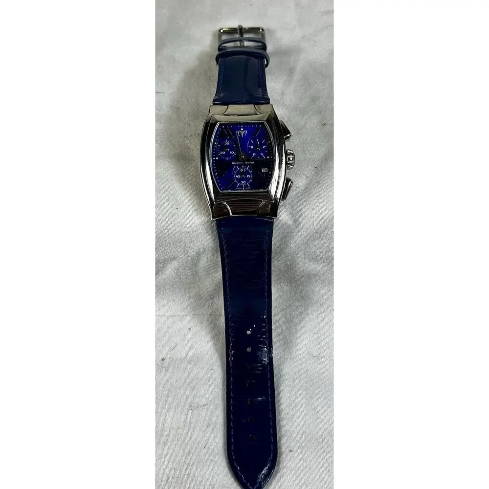 TechnoMarine Chronograph Blue Watch Technosquare TS29419 Blue Leather Band w Box